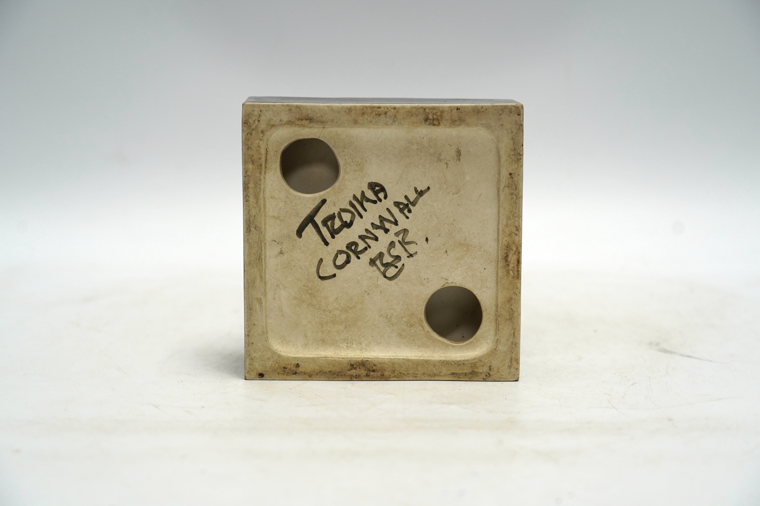 A Troika square dish, initialled RSB?, 12.5cm sq. (a.f.)